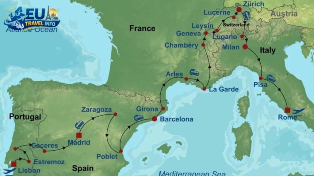 Italy Switzerland France Spain Itinerary